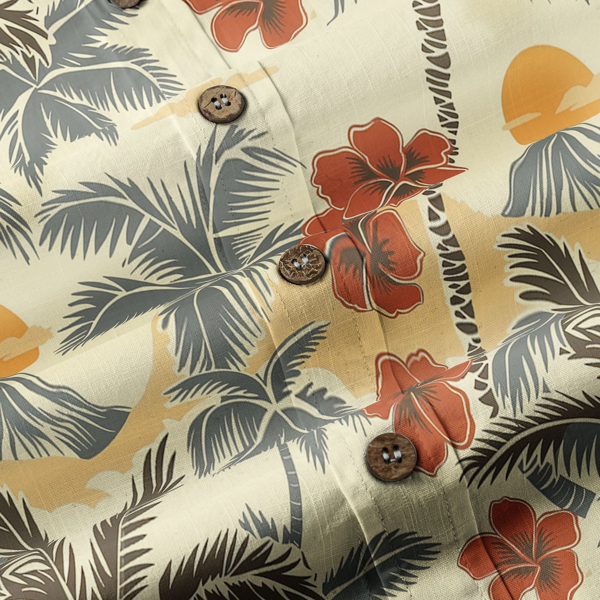 Retro Hibiscus Flowers Aloha Hawaii Shirt, Floral Hawaiian Button Up Shirt - The Palmix