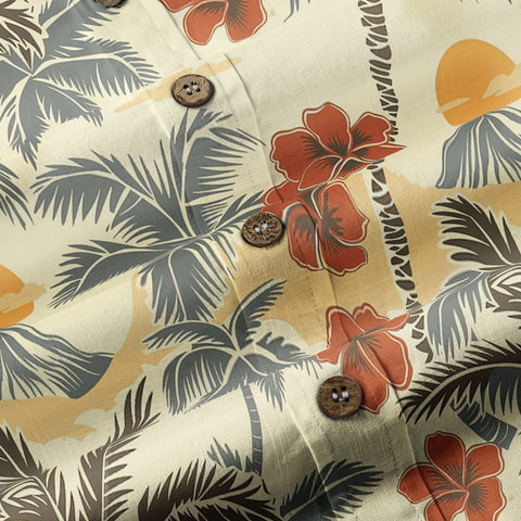 Retro Hibiscus Flowers Aloha Hawaii Shirt, Floral Hawaiian Button Up Shirt - The Palmix