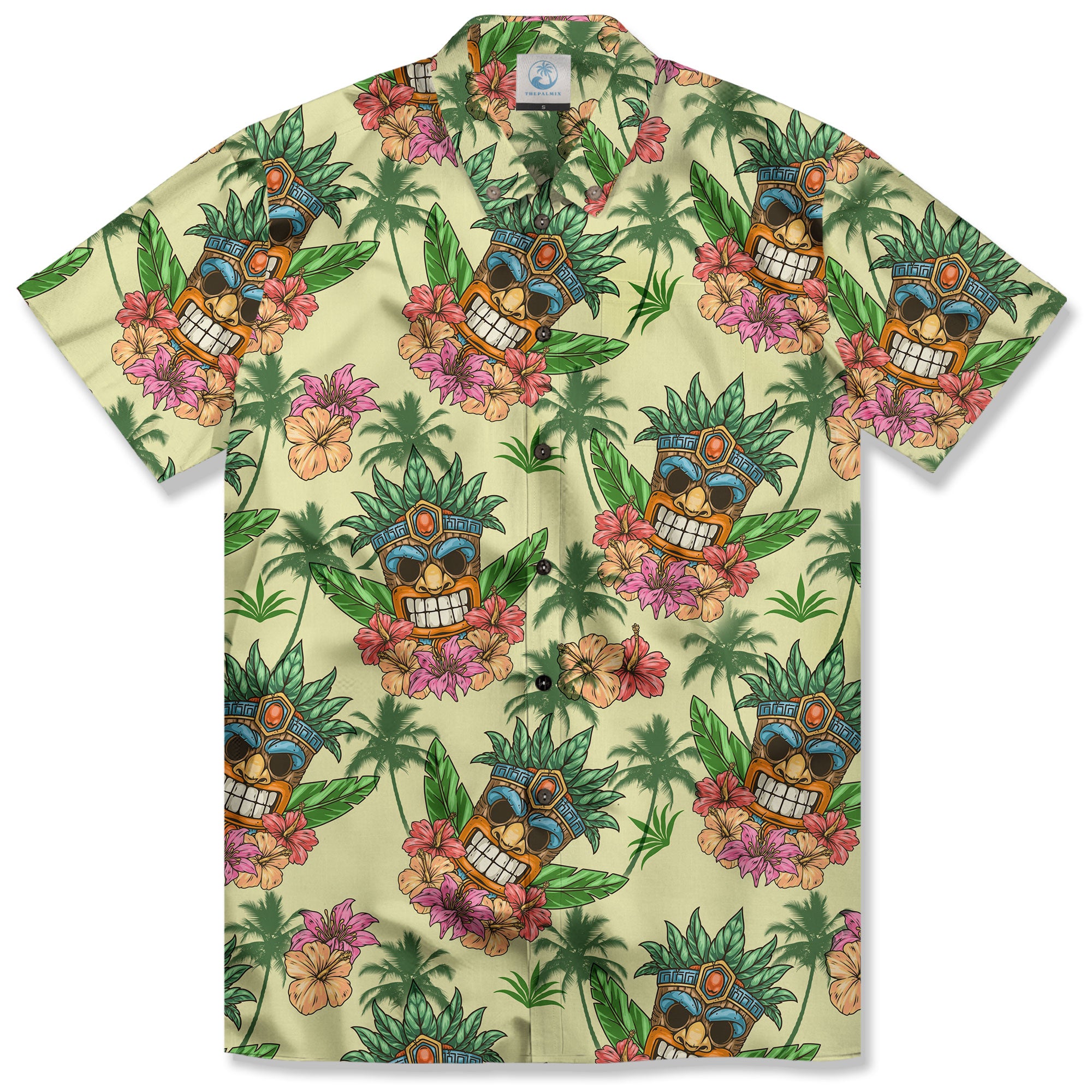 Beach Shirt Aloha Tiki Hawaiian Shirt, Hawaiian Shirt Vintage Floral - The Palmix