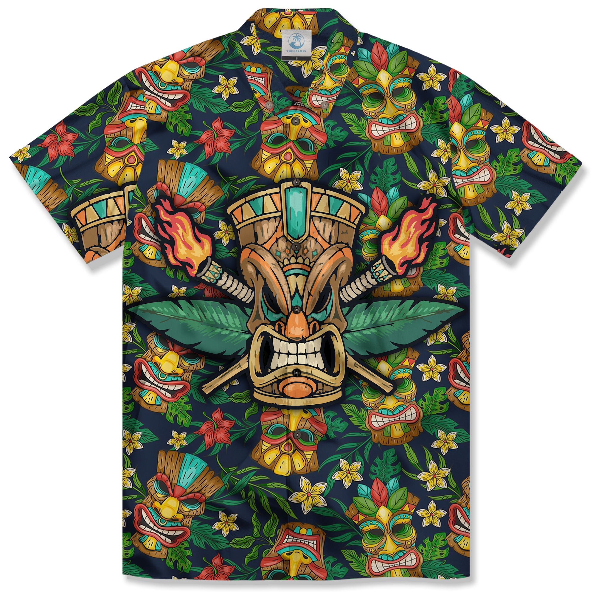 Beach Shirt Aloha Tiki Hawaiian Shirt, Hawaiian Shirt Vintage Floral - The Palmix