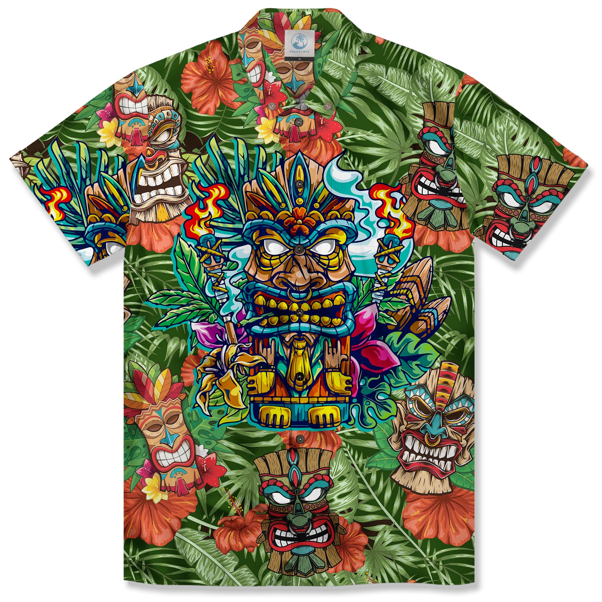 Beach Shirt Aloha Tiki Hawaiian Shirt, Hawaiian Shirt Vintage Floral - The Palmix