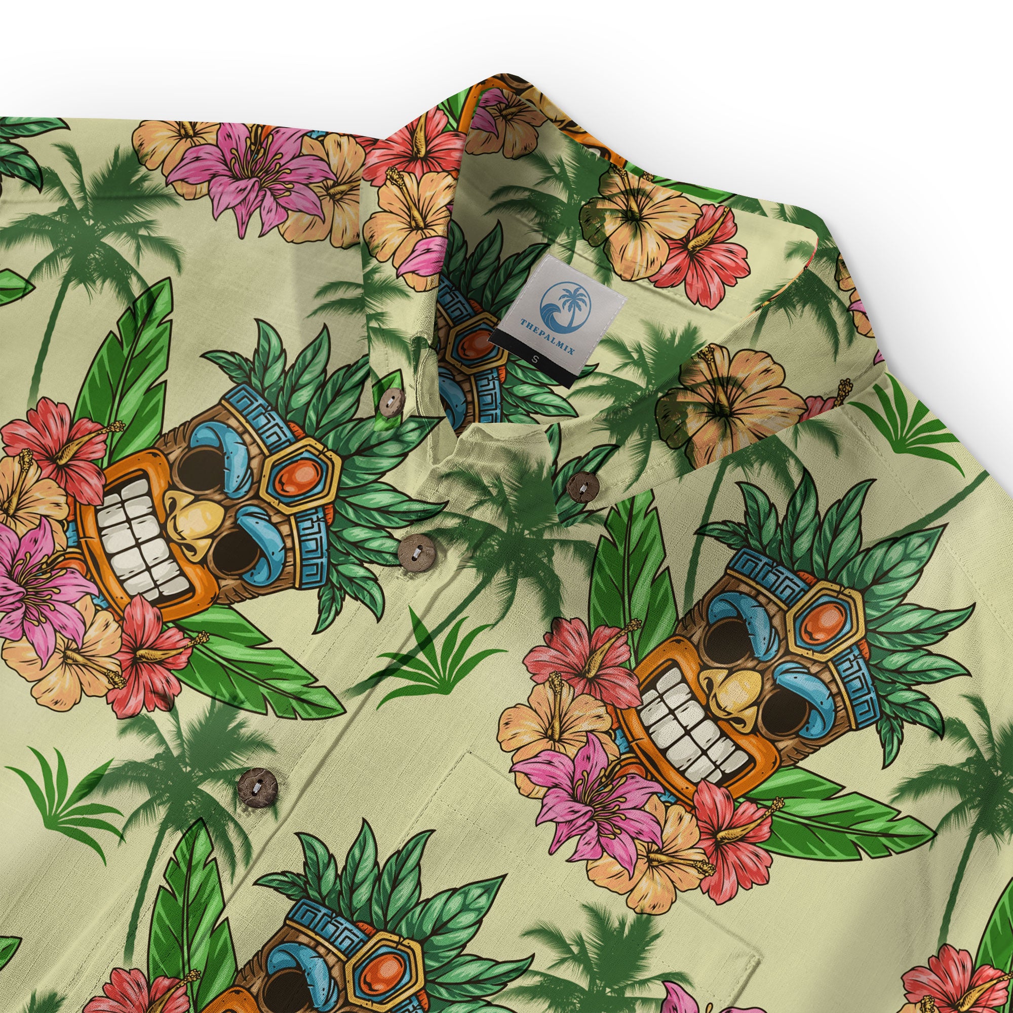 Beach Shirt Aloha Tiki Hawaiian Shirt, Hawaiian Shirt Vintage Floral - The Palmix