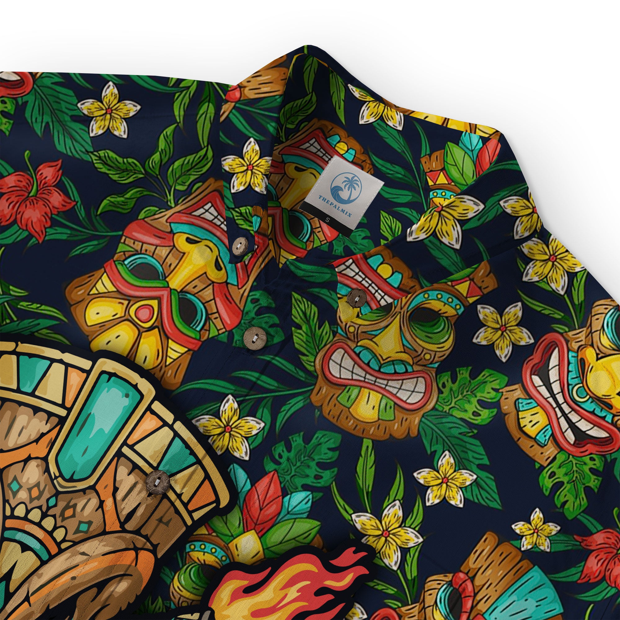 Beach Shirt Aloha Tiki Hawaiian Shirt, Hawaiian Shirt Vintage Floral - The Palmix