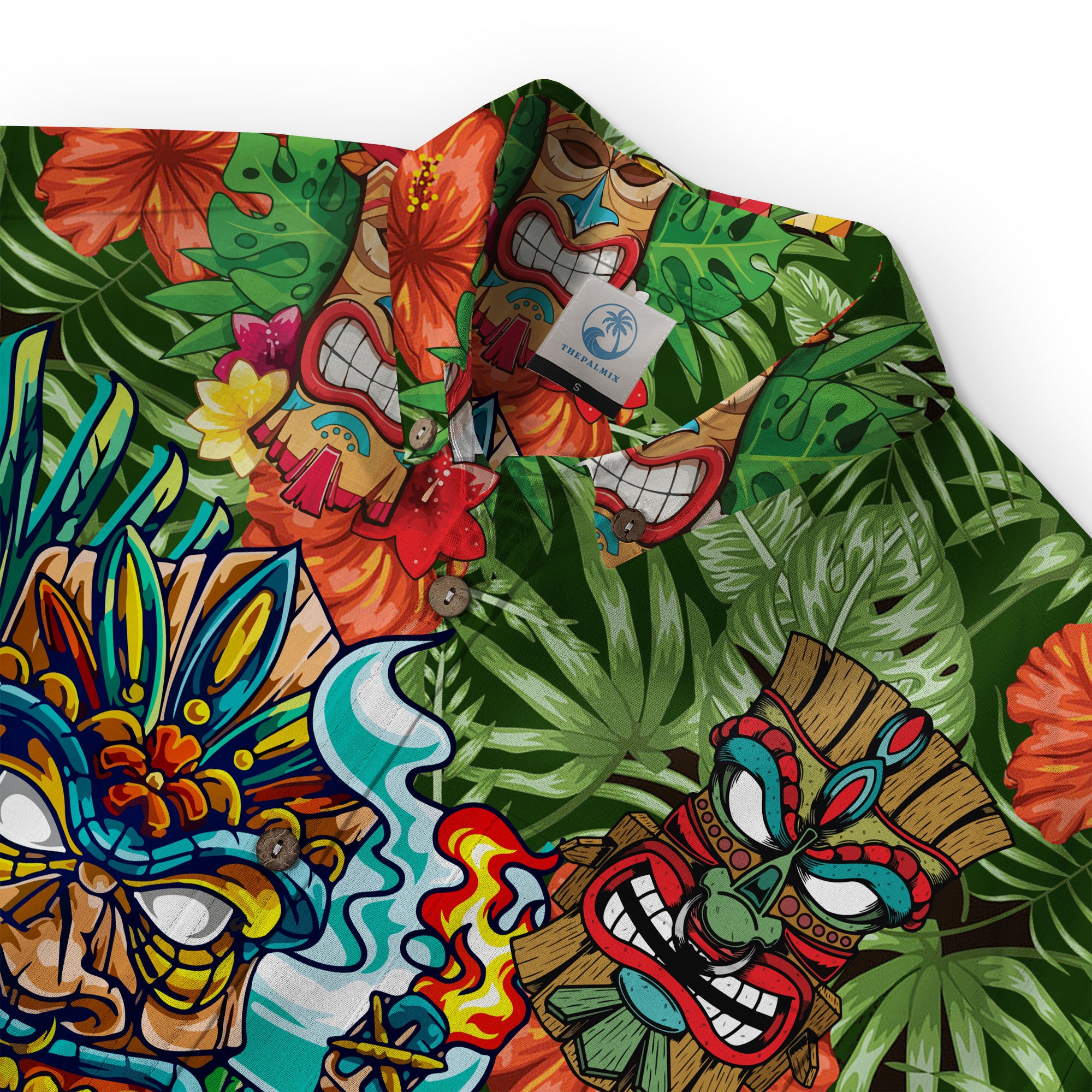 Beach Shirt Aloha Tiki Hawaiian Shirt, Hawaiian Shirt Vintage Floral - The Palmix