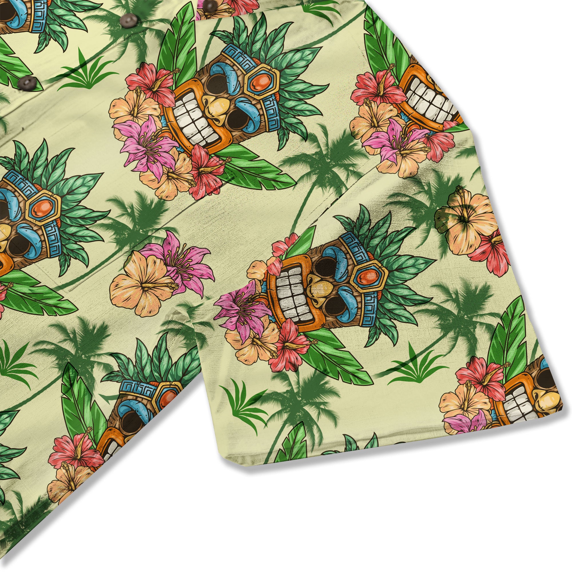 Beach Shirt Aloha Tiki Hawaiian Shirt, Hawaiian Shirt Vintage Floral - The Palmix
