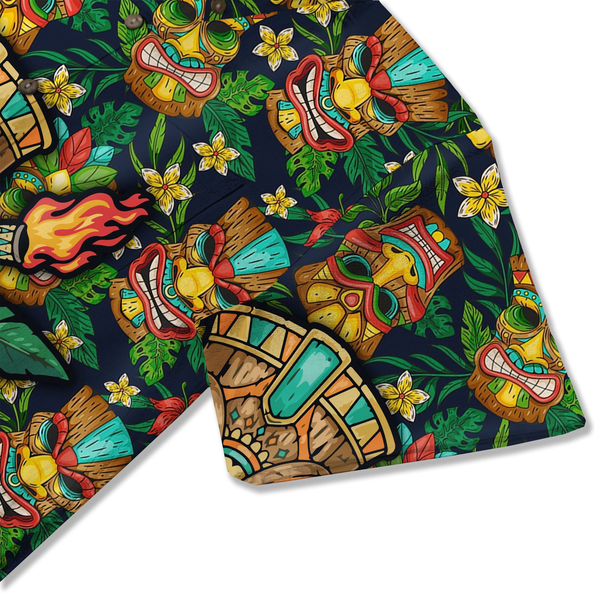 Beach Shirt Aloha Tiki Hawaiian Shirt, Hawaiian Shirt Vintage Floral - The Palmix