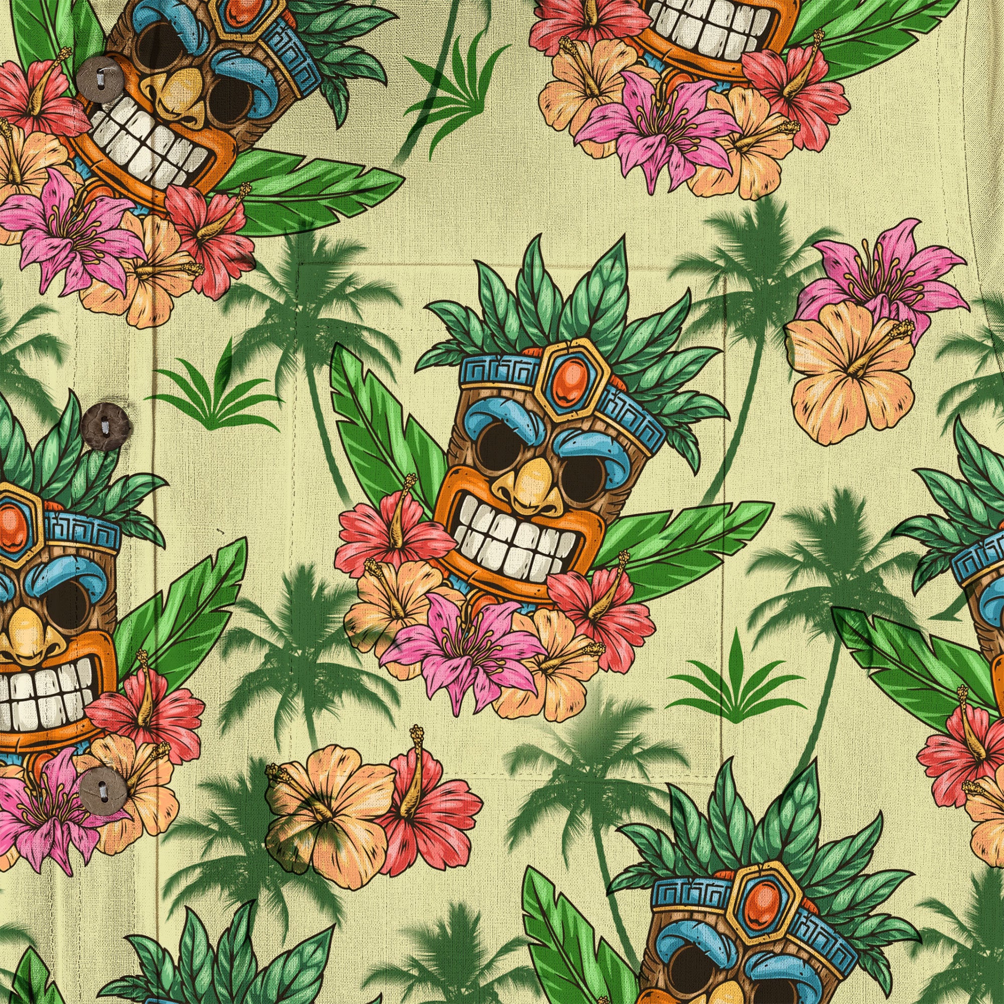 Beach Shirt Aloha Tiki Hawaiian Shirt, Hawaiian Shirt Vintage Floral - The Palmix