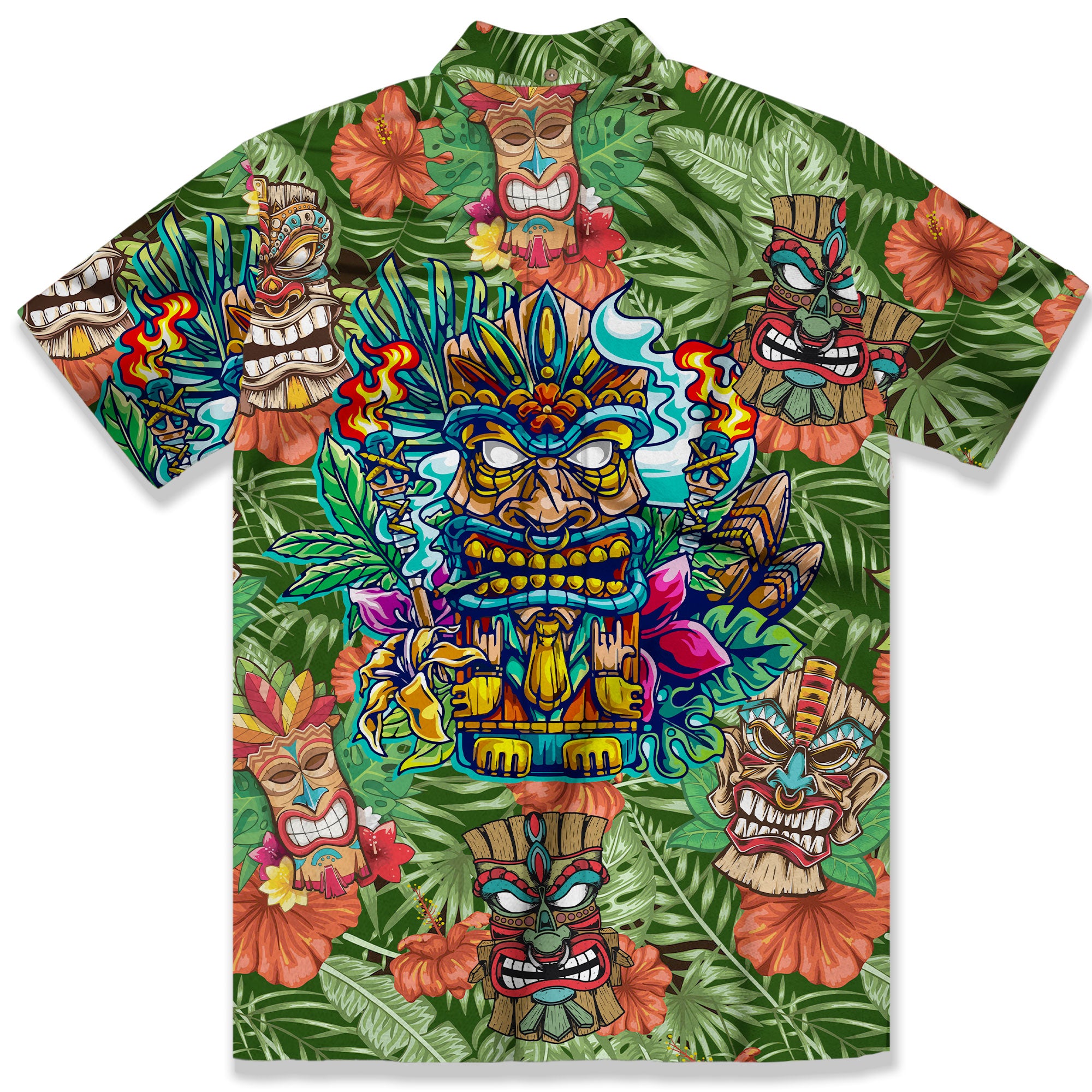 Beach Shirt Aloha Tiki Hawaiian Shirt, Hawaiian Shirt Vintage Floral - The Palmix