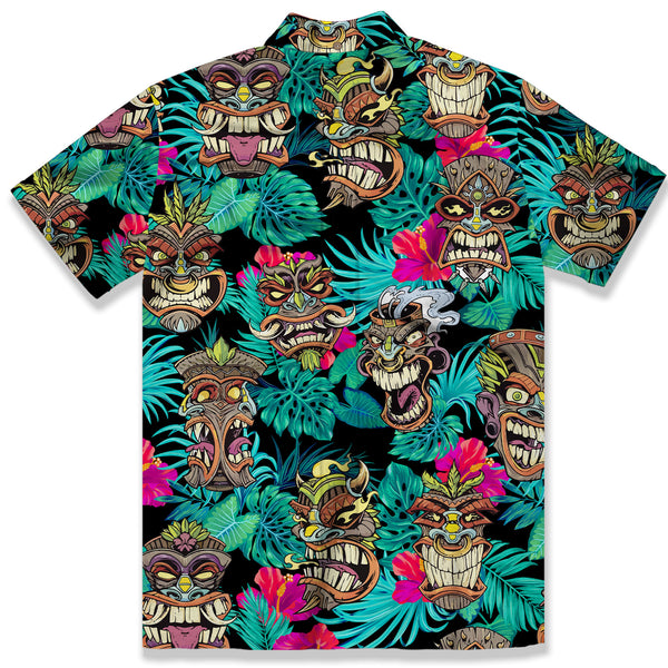Beach Shirt Aloha Tiki Floral Hawaiian Shirt, Aloha Hawaiian Shirt Vintage Floral - The Palmix