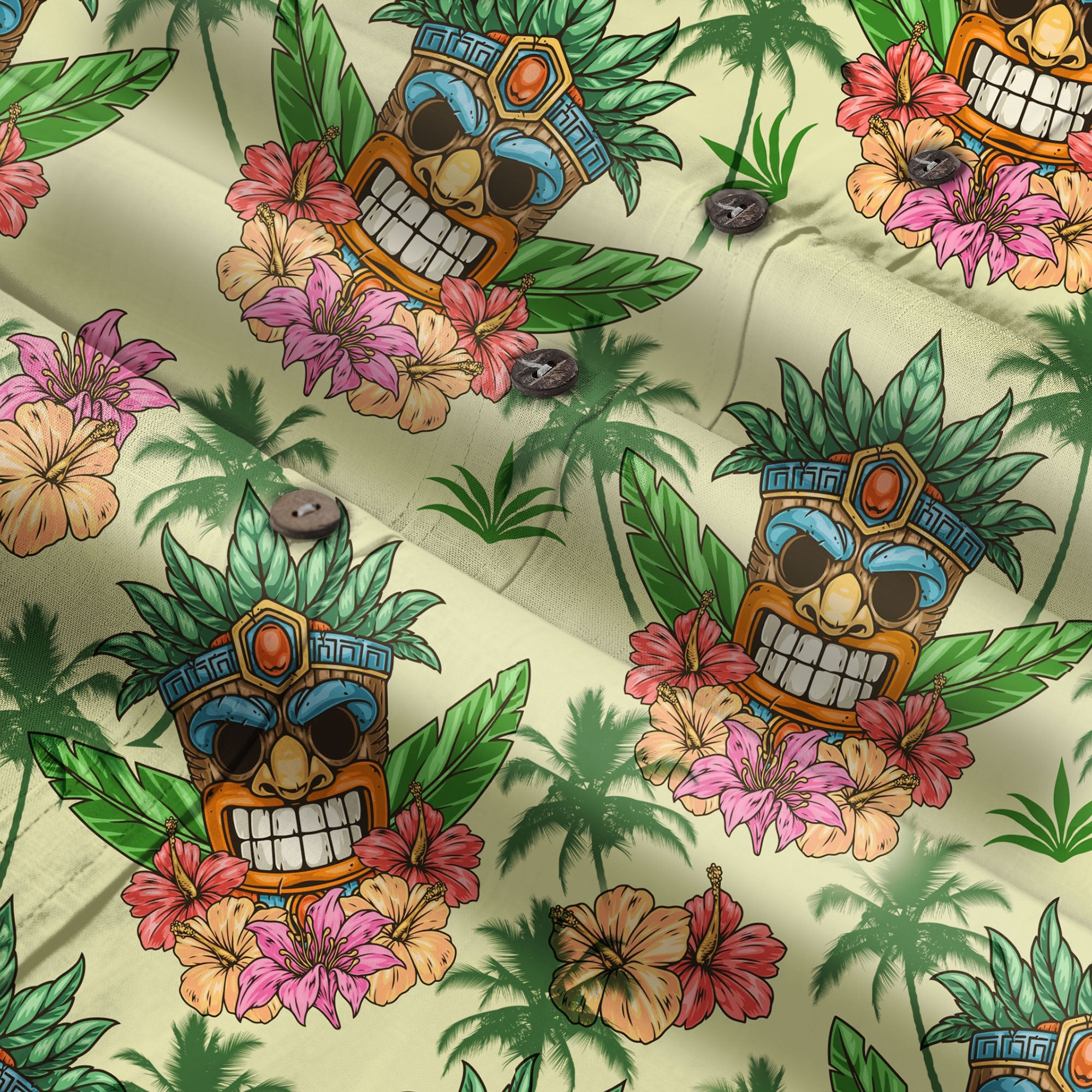 Beach Shirt Aloha Tiki Hawaiian Shirt, Hawaiian Shirt Vintage Floral - The Palmix