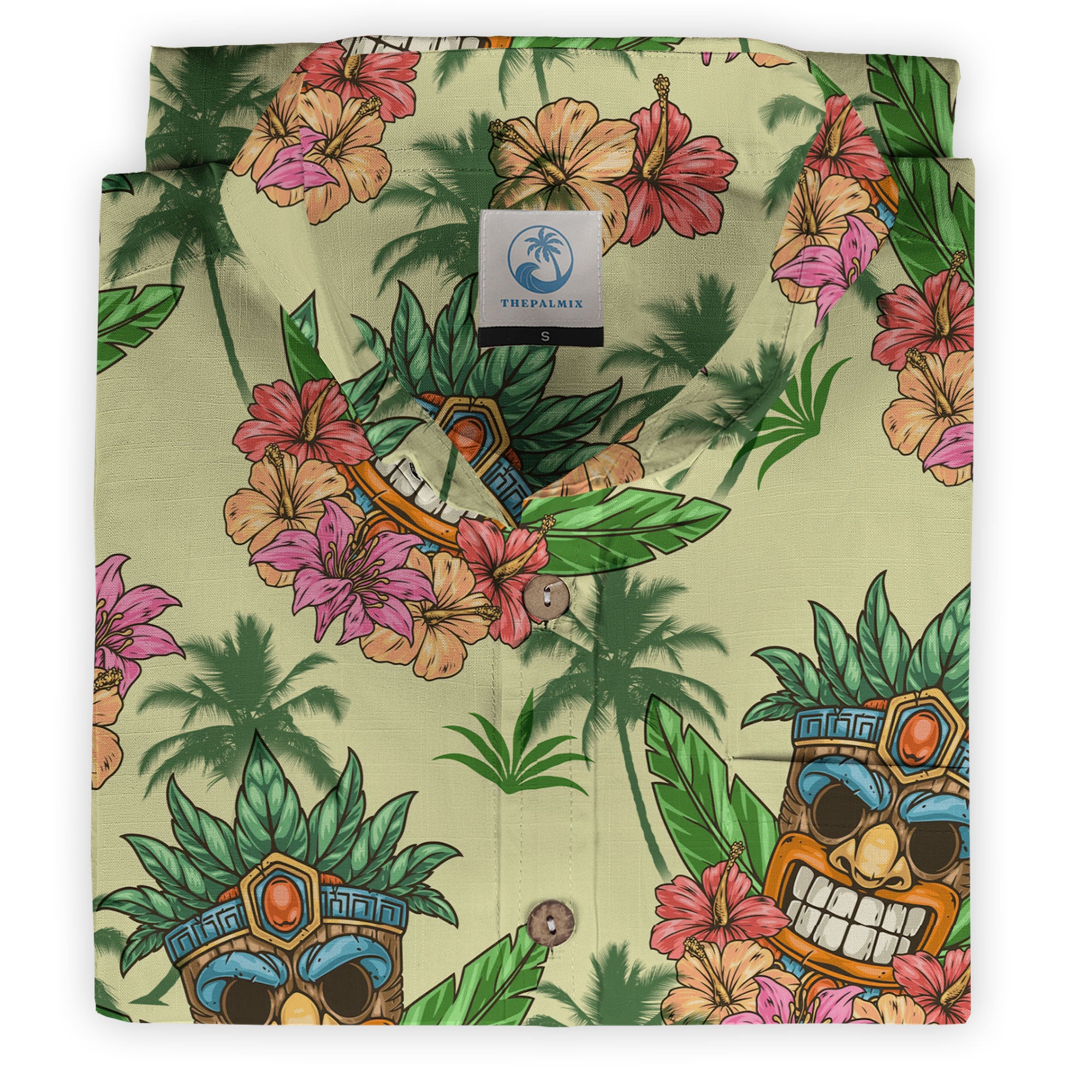 Beach Shirt Aloha Tiki Hawaiian Shirt, Hawaiian Shirt Vintage Floral - The Palmix