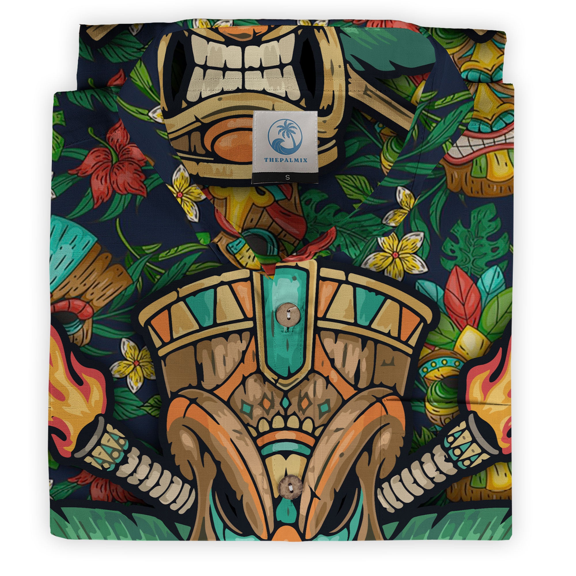 Beach Shirt Aloha Tiki Hawaiian Shirt, Hawaiian Shirt Vintage Floral - The Palmix