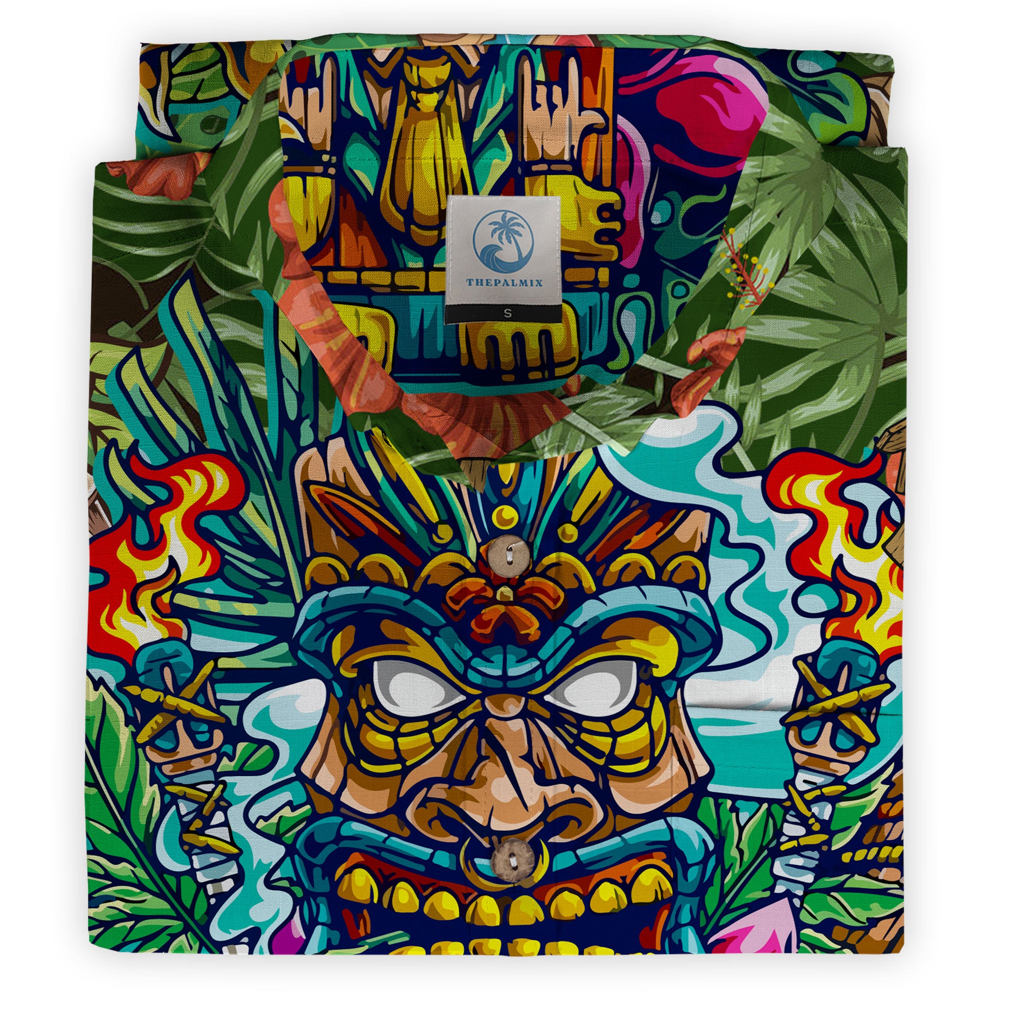 Beach Shirt Aloha Tiki Hawaiian Shirt, Hawaiian Shirt Vintage Floral - The Palmix
