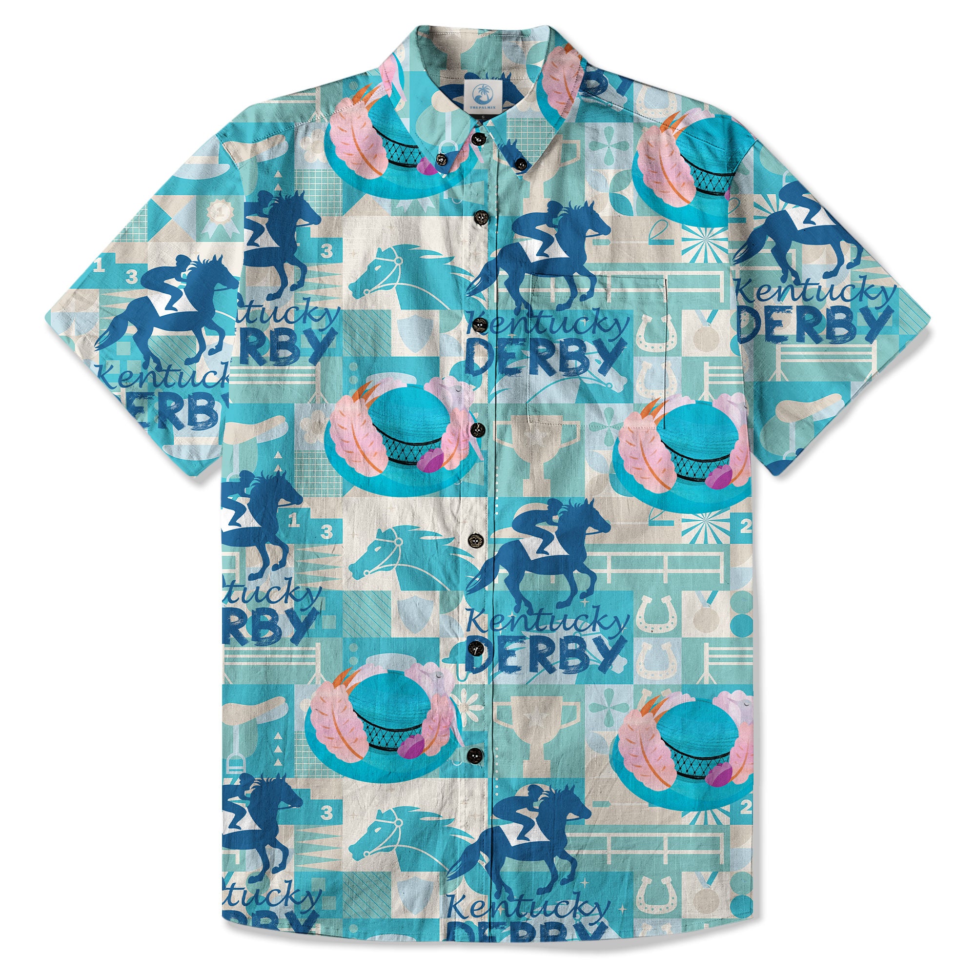 Derby Day Jockey Riding Jumping Horse Hawaiian Shirt Derby Hat Shirt - The Palmix