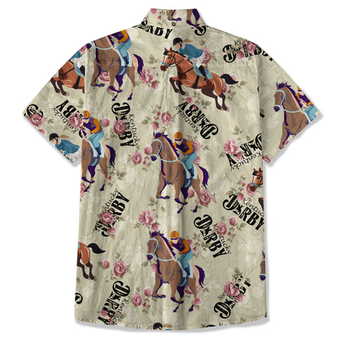 Derby Day Jockey Riding Jumping Horse Hawaiian Shirt Derby Hat Shirt - The Palmix