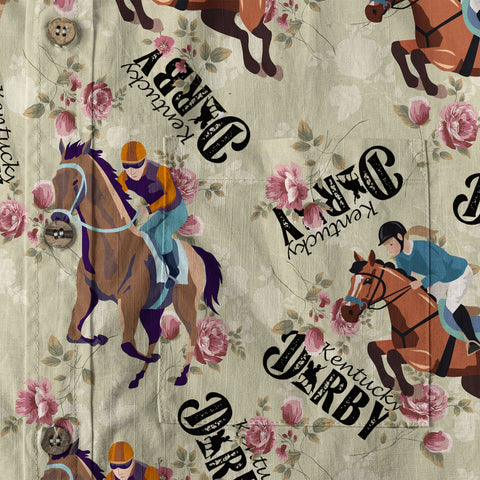 Derby Day Jockey Riding Jumping Horse Hawaiian Shirt Derby Hat Shirt - The Palmix