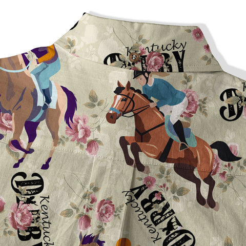 Derby Day Jockey Riding Jumping Horse Hawaiian Shirt Derby Hat Shirt - The Palmix