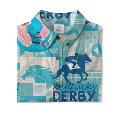 Derby Day Jockey Riding Jumping Horse Hawaiian Shirt Derby Hat Shirt - The Palmix