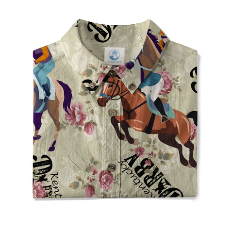Derby Day Jockey Riding Jumping Horse Hawaiian Shirt Derby Hat Shirt - The Palmix