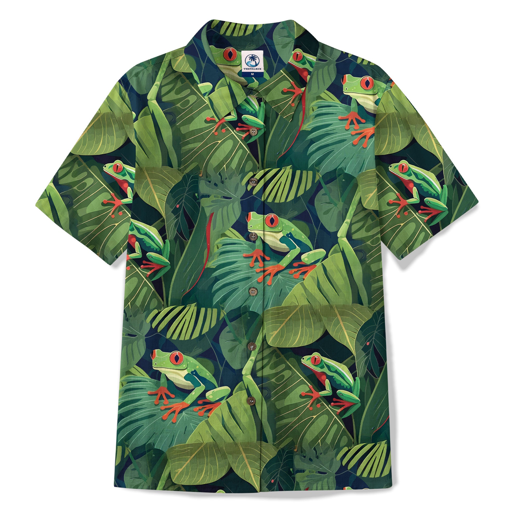 Tropical Red-eyed Frog Hawaiian Shirt Palm Leaves Aloha Frog Cute Tropical Hawaiian Shirt