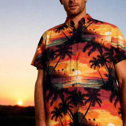 Sunset Summer Hawaiian Shirt, Beach Tropical Hawaiian Shirt
