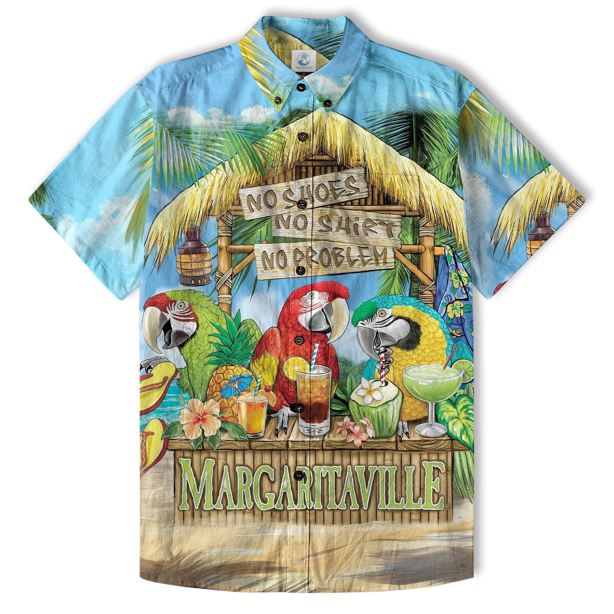 No Shoes No Shirt No Problem Parrot Aloha Hawaiian Shirt - The Palmix
