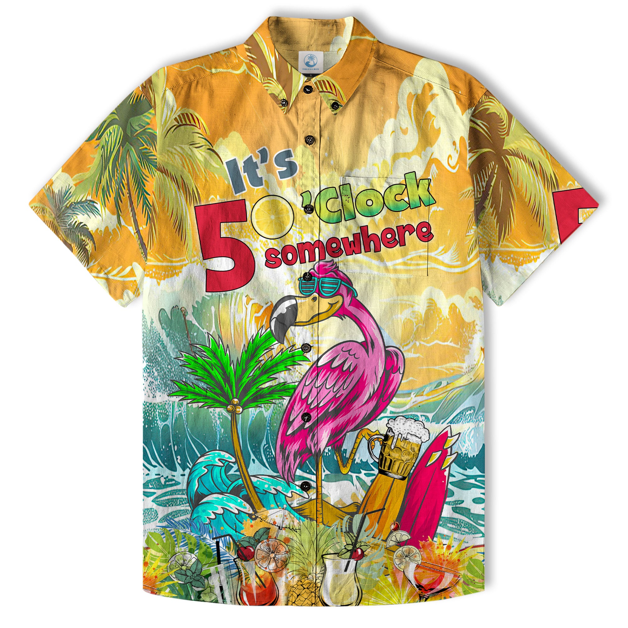 Flamingo It's 5 O'Clock Somewhere Beer Party On The Beach Hawaii Shirt - The Palmix