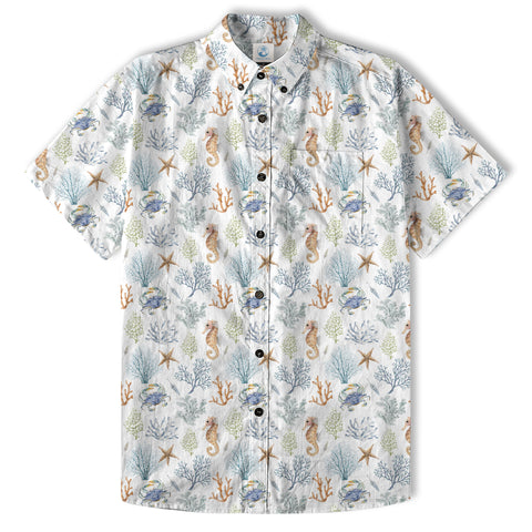 Ocean Animals Hawaiian Button Up Shirt, Optopus Summer Beach Shirt - The Palmix
