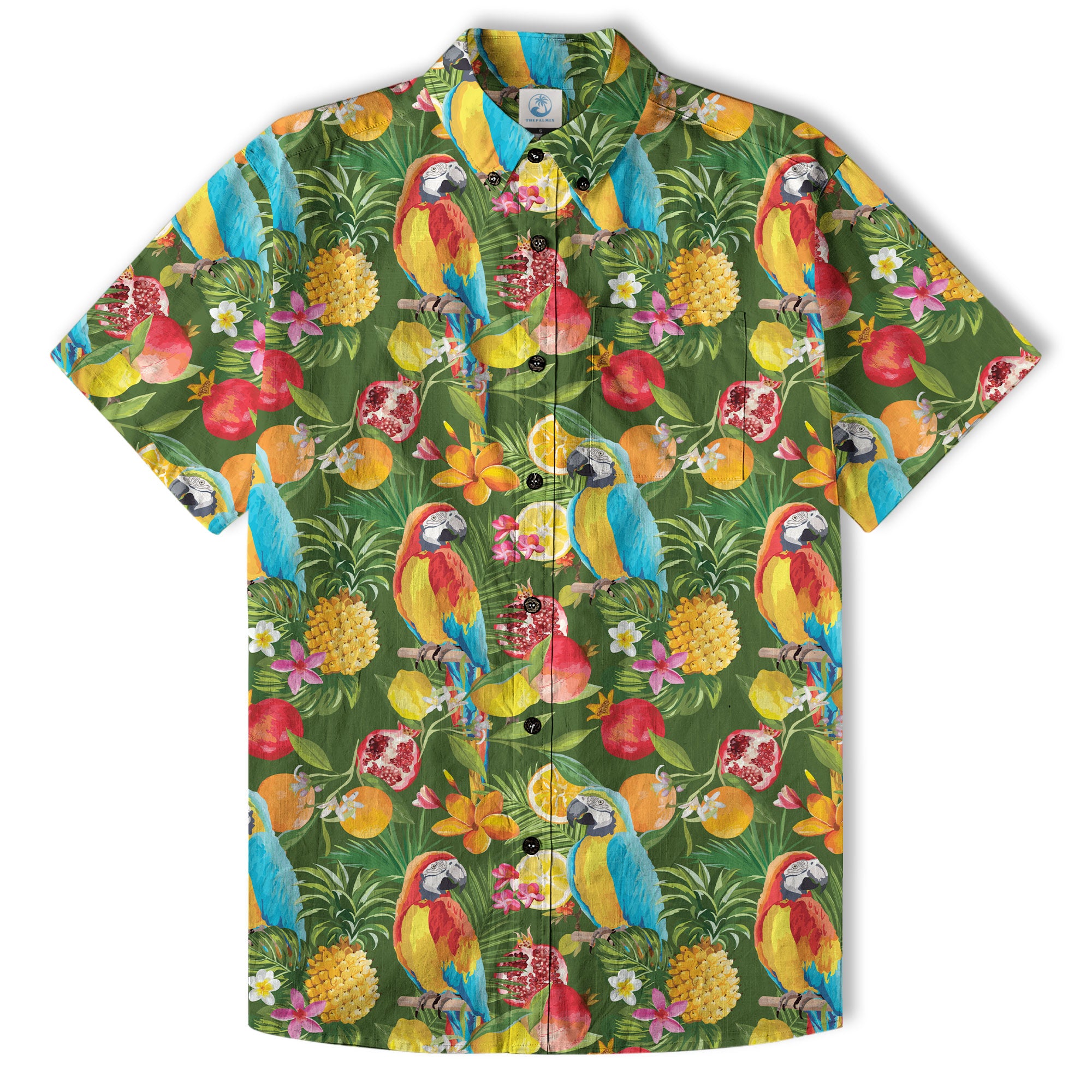 Parrot Hawaiian Button Up Shirt, Aloha Pattern Summer Beach Shirt - The Palmix