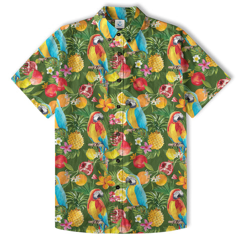 Parrot Hawaiian Button Up Shirt, Aloha Pattern Summer Beach Shirt - The Palmix