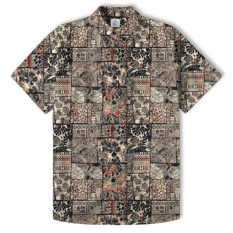Retro Polynesian Flowers Hawaii Shirt, Aloha Pattern Hawaii Shirt - The Palmix