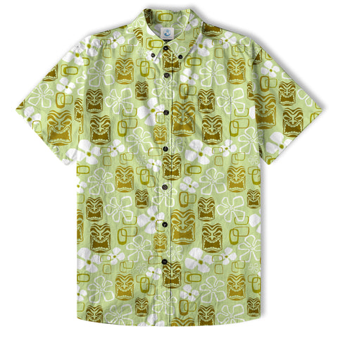 Exotic Tiki Pattern Hawaii Shirt for Men, Hibiscus Hawaii Shirt - The Palmix