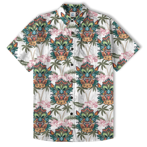 Tiki Mask Pattern Hawaii Shirt for Men, Aloha Pattern Shirt - The Palmix