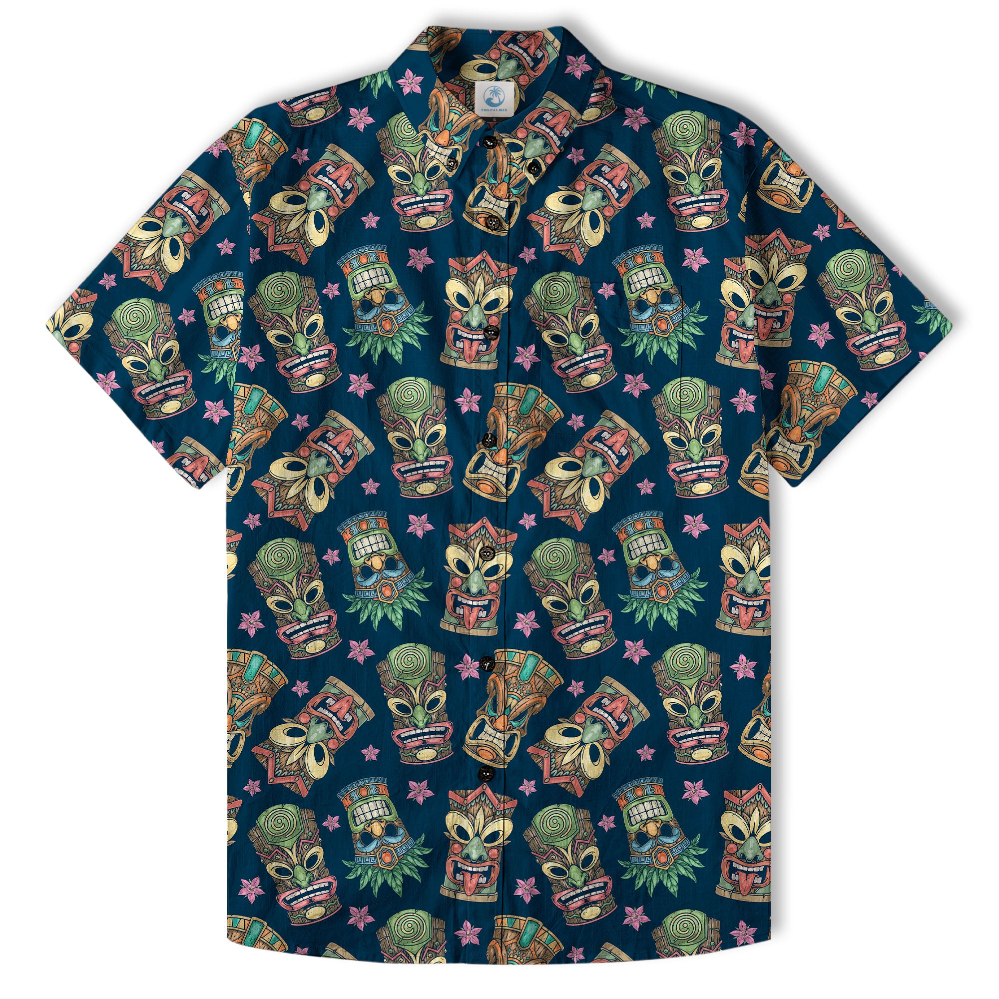 Tiki Mask Pattern Hawaii Shirt for Men, Aloha Hawaii Shirt - The Palmix