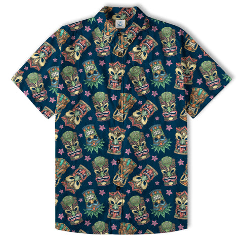 Tiki Mask Pattern Hawaii Shirt for Men, Aloha Hawaii Shirt - The Palmix