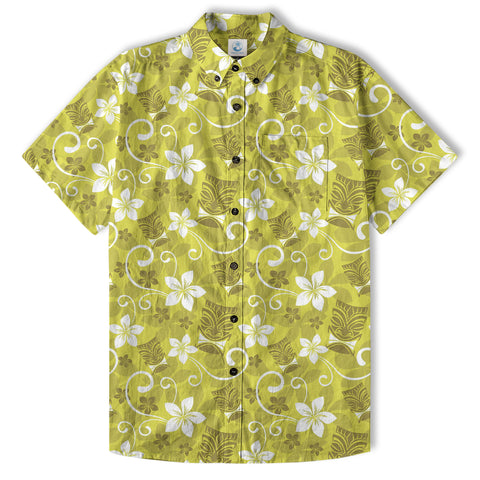 Tiki Mask Pattern Hawaii Shirt for Men, Aloha Floral Pattern Hawaii Shirt - The Palmix