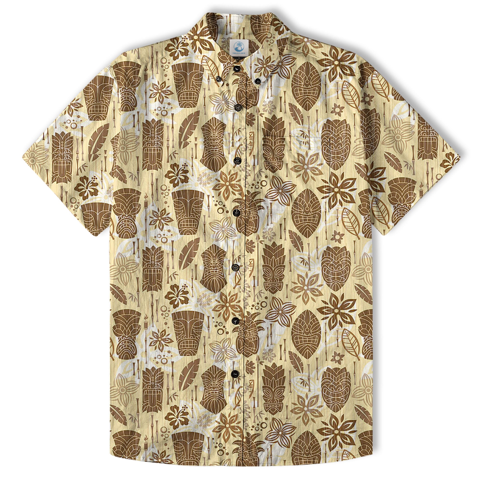 Surfing Tiki Mask Pattern Hawaii Shirt for Men, Tiki Mask Hawaiian Shirt - The Palmix