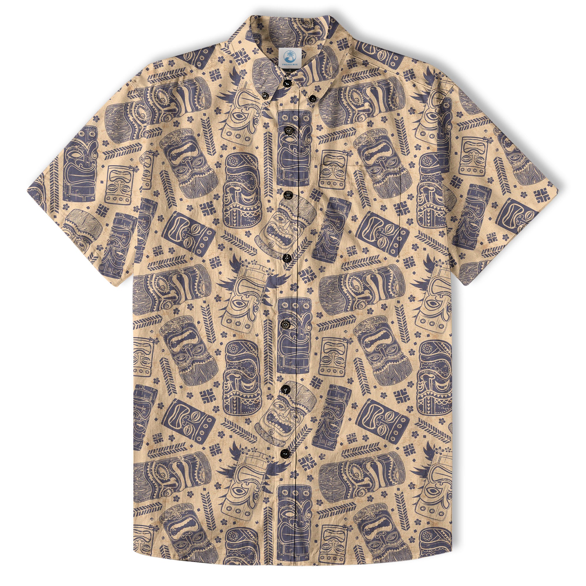 Surfing Tiki Mask Pattern Hawaii Shirt for Men, Tiki Mask Hawaiian Shirt - The Palmix