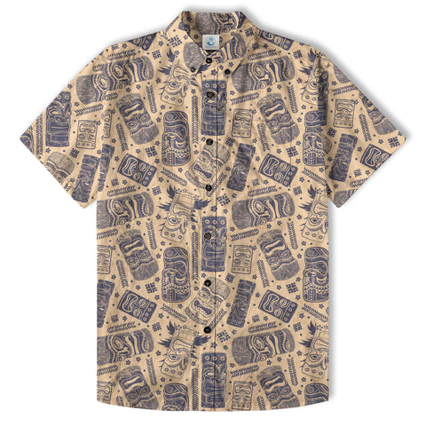 Surfing Tiki Mask Pattern Hawaii Shirt for Men, Tiki Mask Hawaiian Shirt - The Palmix