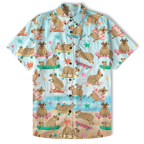 Tropical Capybara Hawaiian Shirt Aloha Funny Beach Capybara Shirt - The Palmix