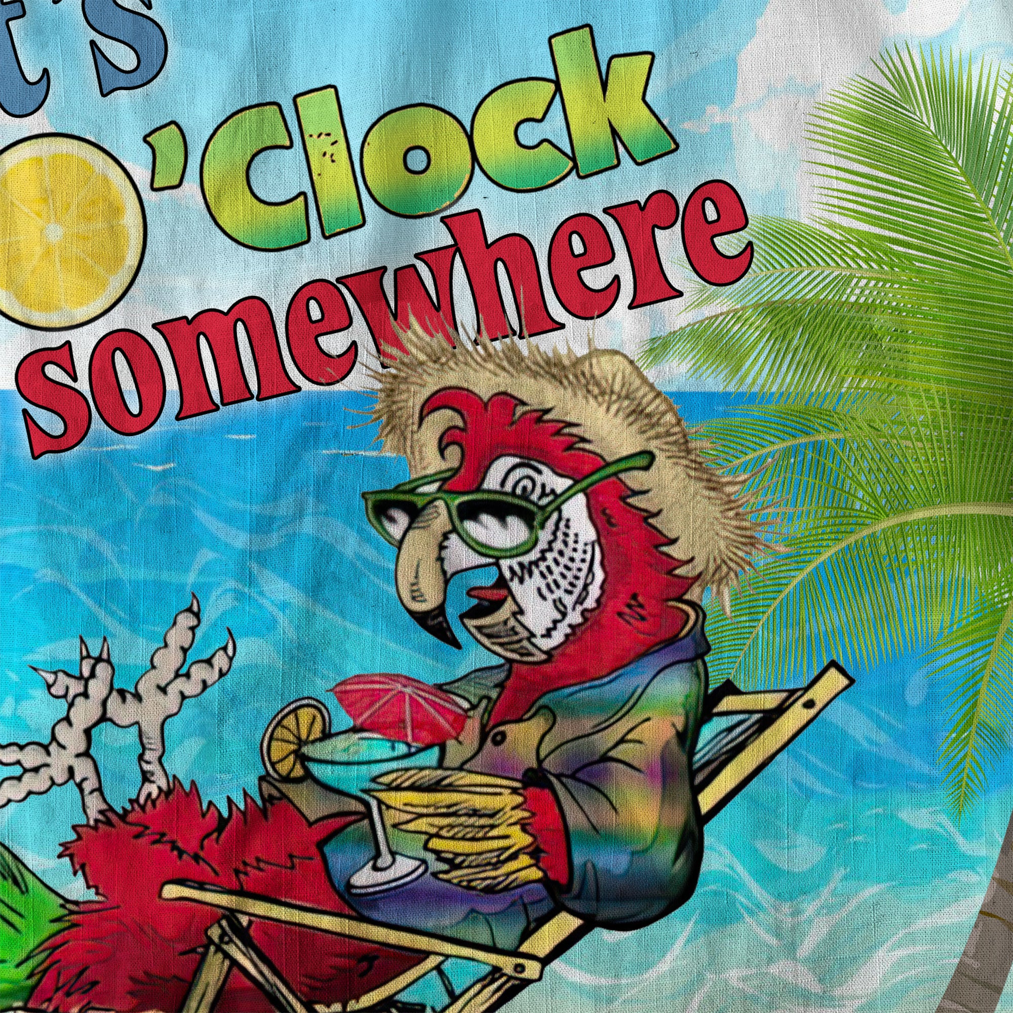 Parrot Summer Party Hawaiian Shirt, It's 5 Oclock Somewhere Button Up Shirt, Cocktail Tropical Hawaiian Shirt - The Palmix