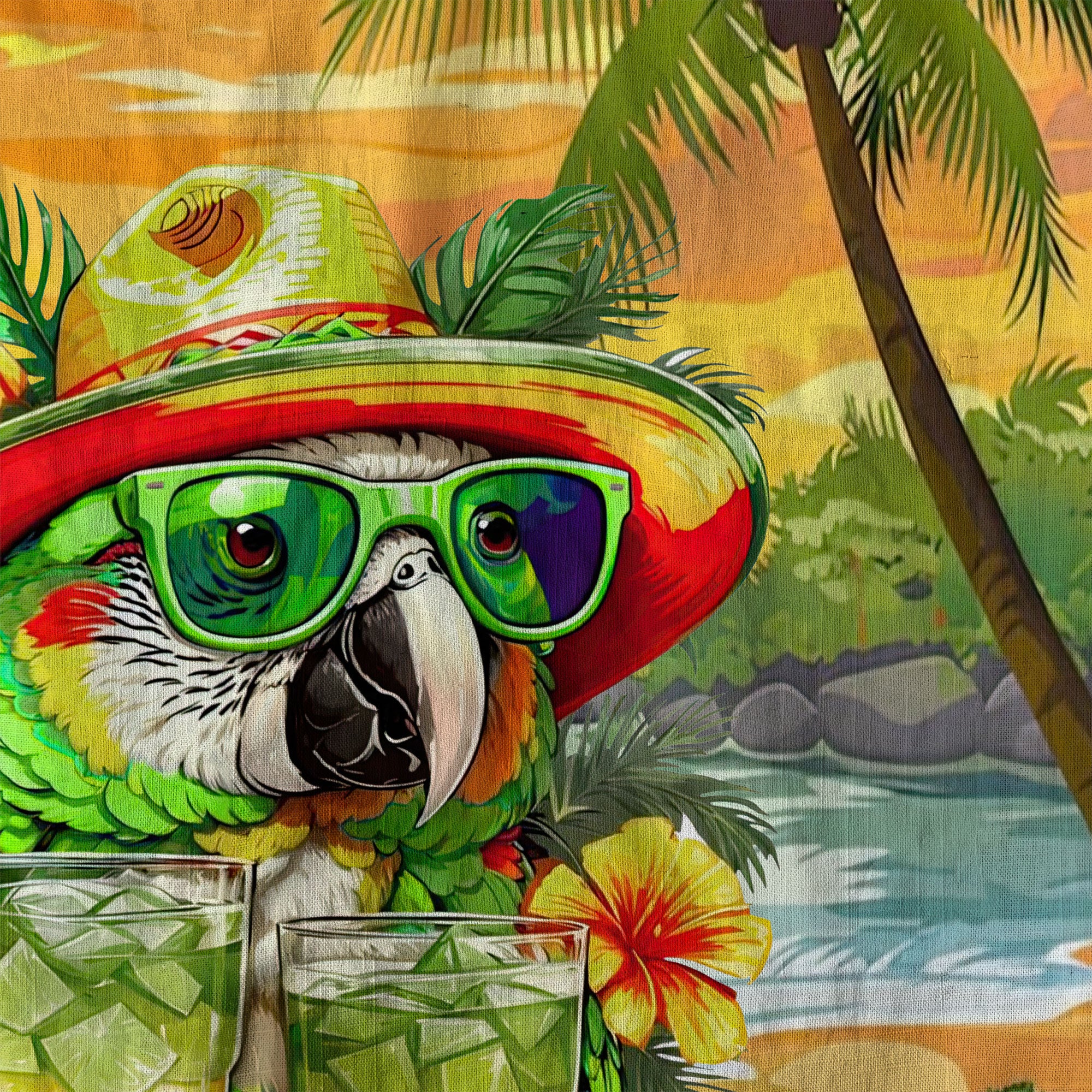 It's 5 o'clock Somewhere Tropical Parrot Cocktail Sunset Aloha Hawaii Shirt - The Palmix