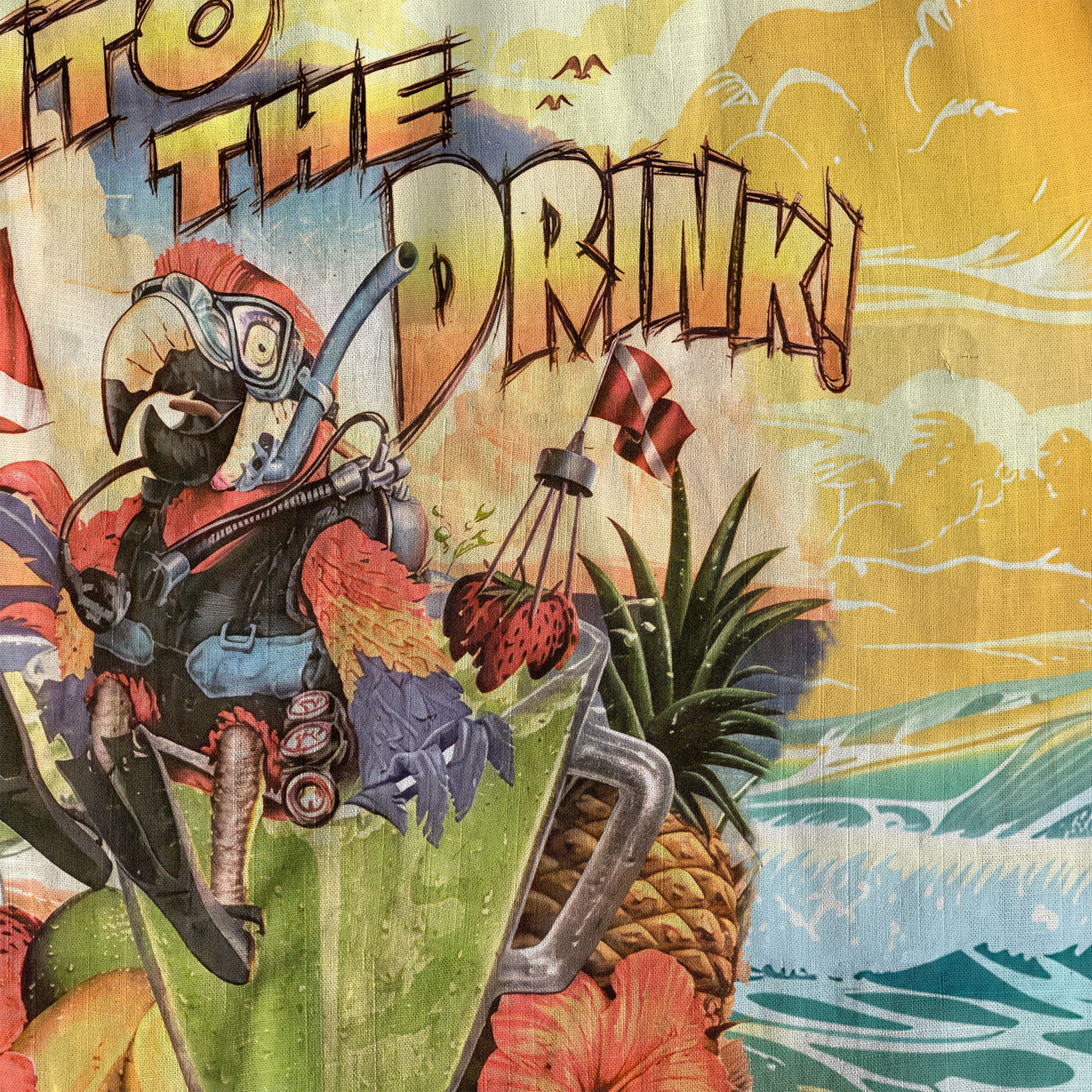Into The Drink Parrot Aloha Hawaiian Shirt, Parrot Cocktail Hawaiian Shirt - The Palmix