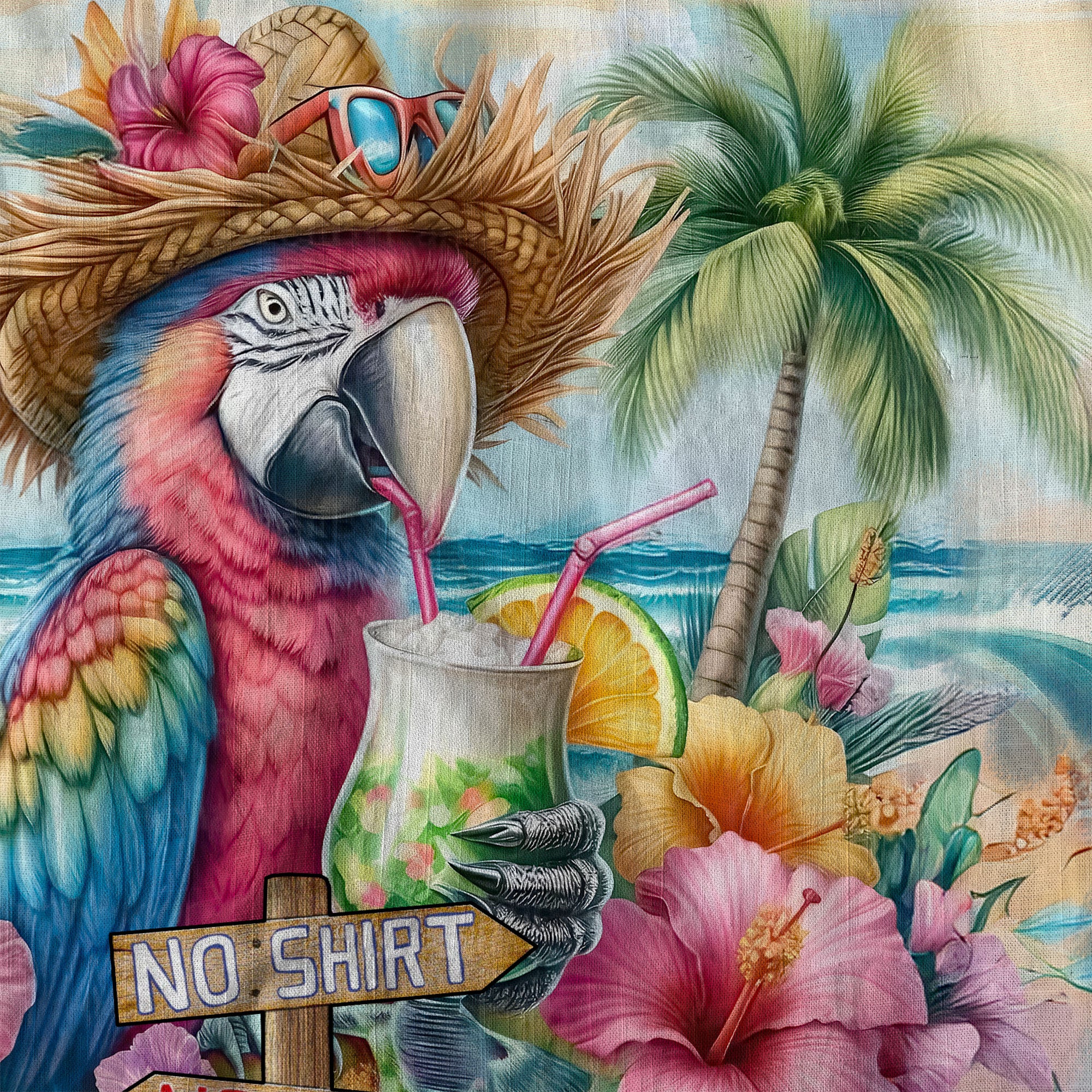 No Shoes No Shirt No Problem Funny Parrot Aloha Hawaiian Shirt, Tropical Aloha Hawaiian Shirt - The Palmix