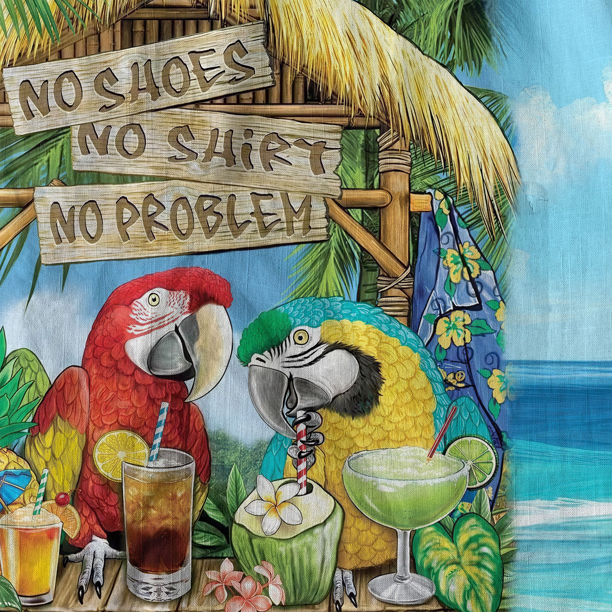 No Shoes No Shirt No Problem Parrot Aloha Hawaiian Shirt - The Palmix