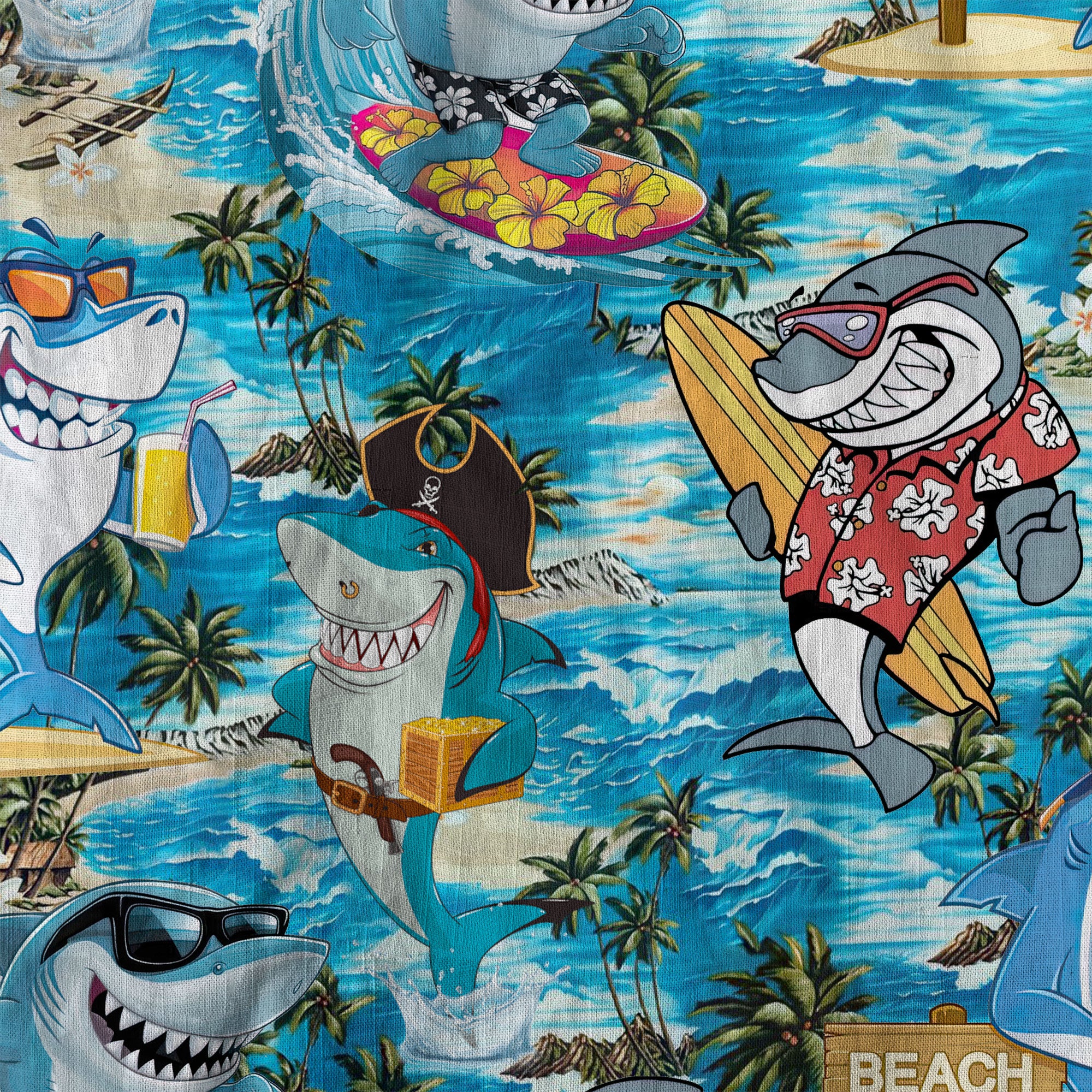 Funny Sharks Aloha Hawaiian Shirt, Ocean Shark Aloha Hawaiian Shirt - The Palmix