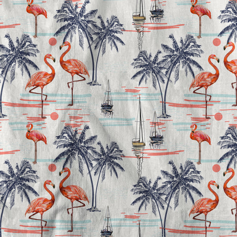 Hawaiian Flamingo & Coconut Tree Print Hawaii Shirt - The Palmix