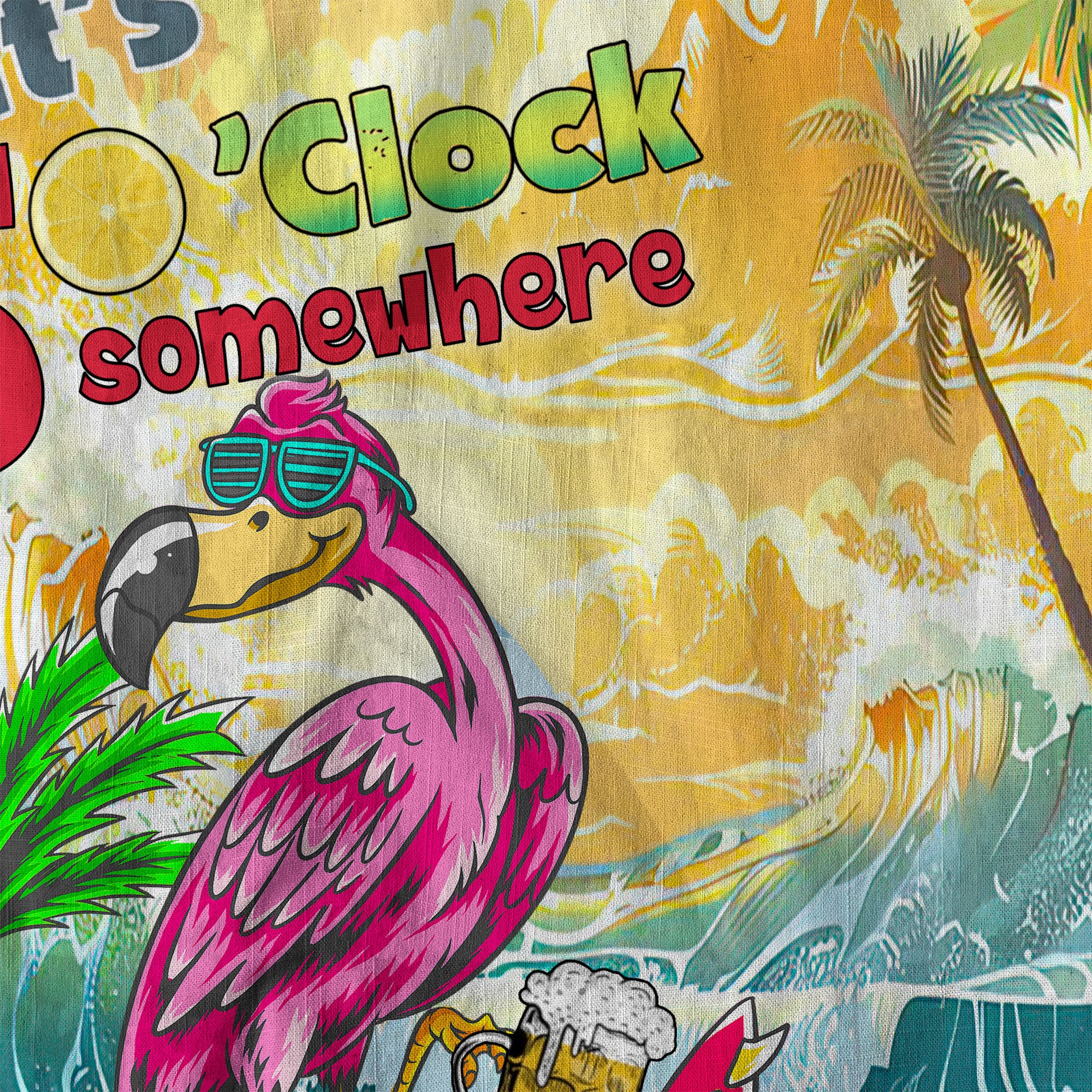 Flamingo It's 5 O'Clock Somewhere Beer Party On The Beach Hawaii Shirt - The Palmix