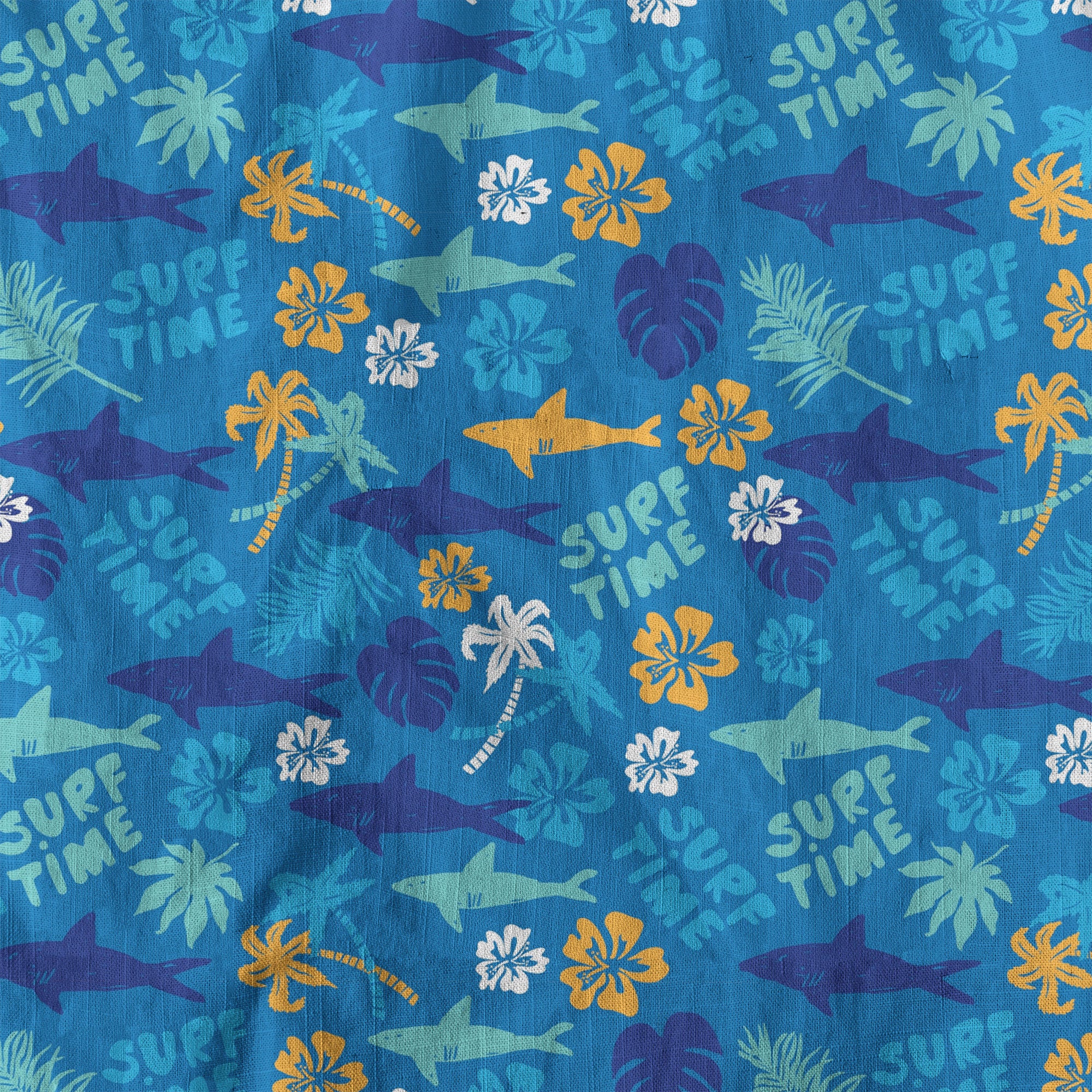 Surf Time Hibiscus Flowers Hawaii Shirt, Aloha Pattern Hawaii Shirt - The Palmix