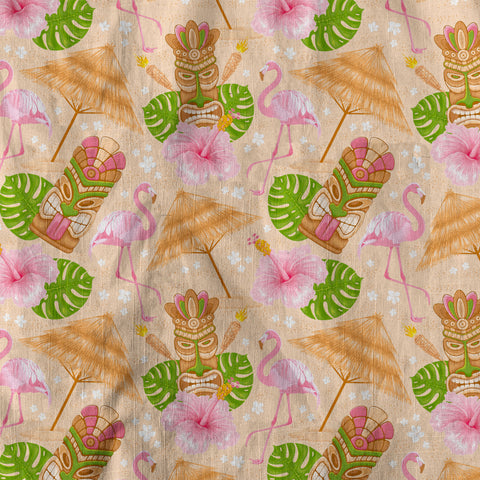 Tiki Mask Pattern Hawaii Shirt for Men, Aloha Flamingo Pattern Hawaii Shirt - The Palmix